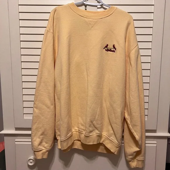 Cutter & Buck Mens St Louis Cardinals Yellow Crewneck Sweatshirt XL MLB Fleece - Picture 1 of 9